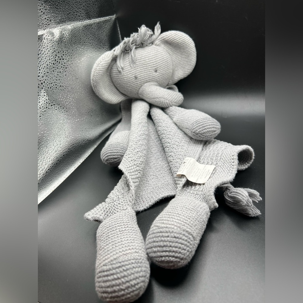 Mud Pie  Mudpie Knitted Gray Elephant Lovey Security Blanket - Picture 15 of 15